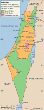 Map of United Nations partition plan for Palestine